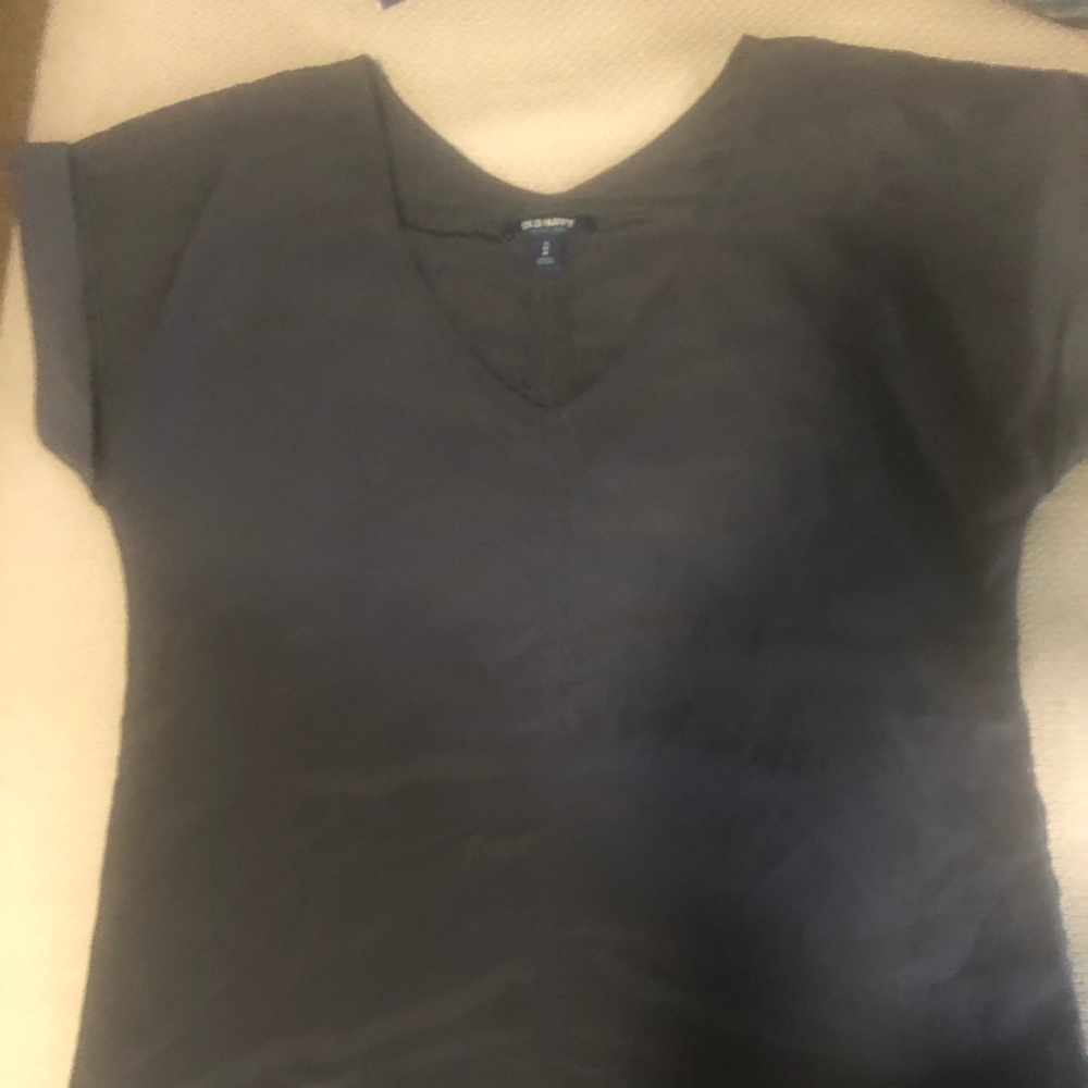 Charcoal grey satin top